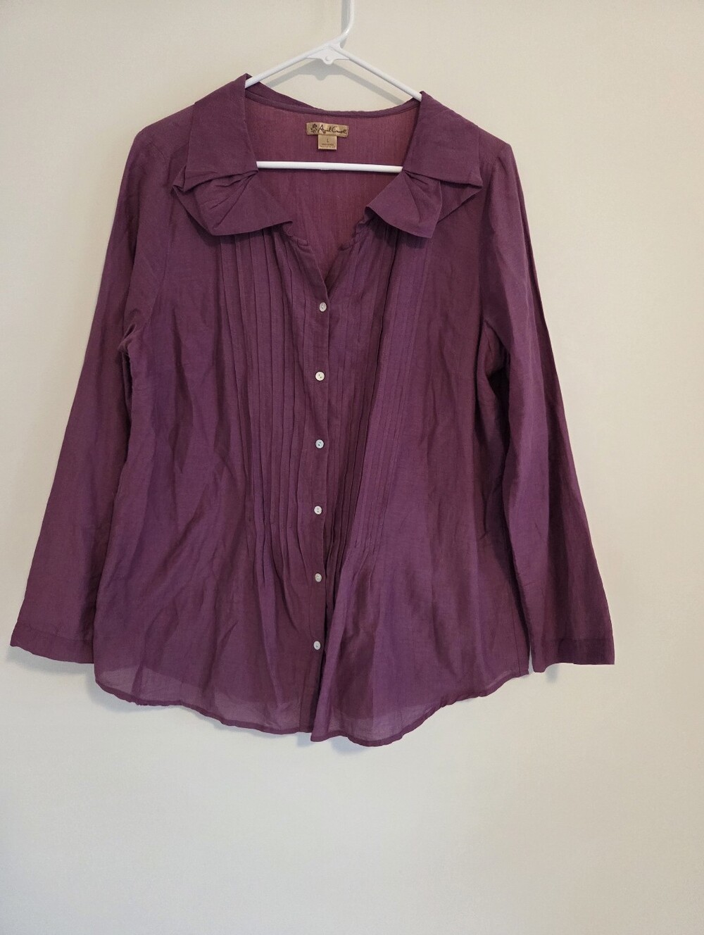 April Cornell Purple Silk Blend Button Down Blouse